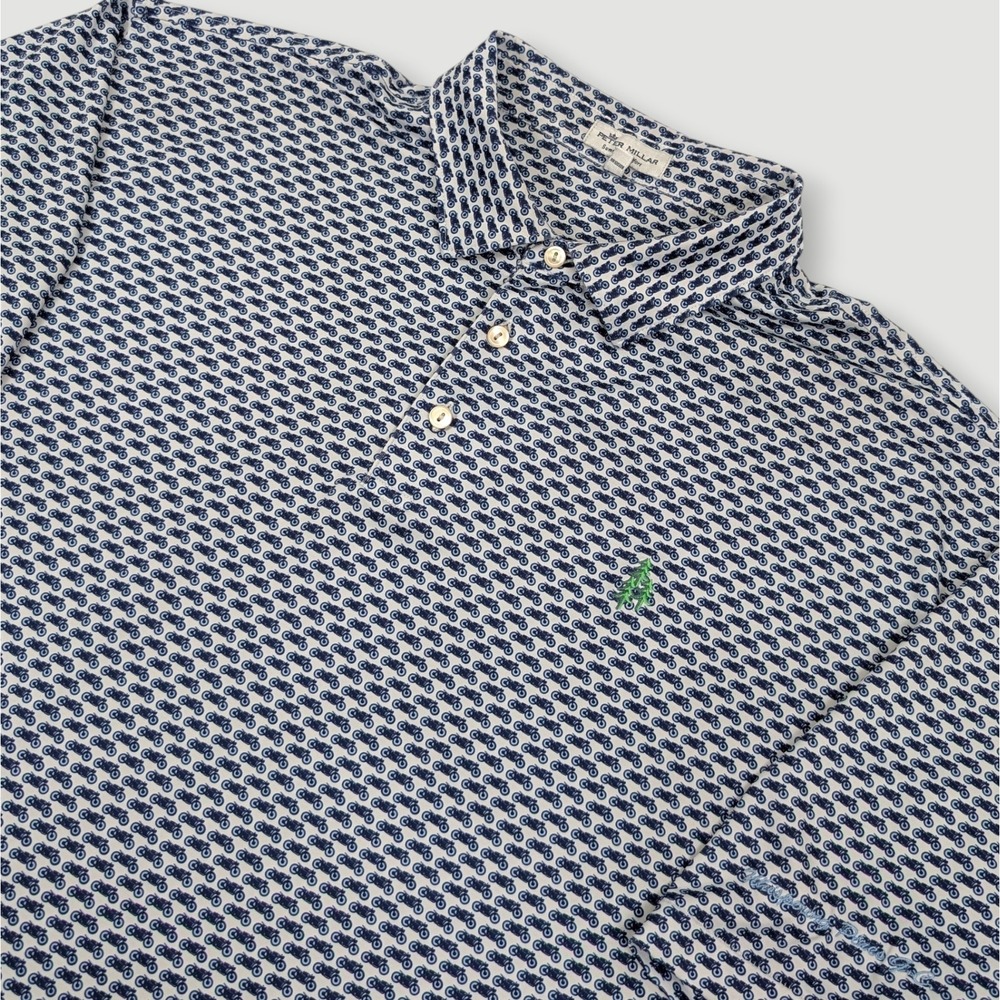 Peter Millar Summer Comfort Polo Mens 2XL Motorcycle Print Whispering Pines GC